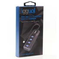 iggual Hub tipo C x 4 puertos USB 31 CARBON