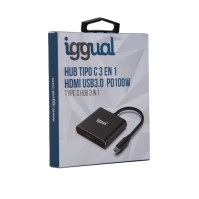 iggual Hub tipo C 3 en 1 HDMI USB30 PD100W