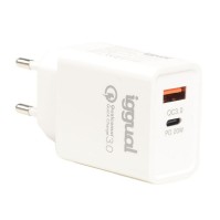 iggual Cargador doble USB QC30 tipo C PD 20W