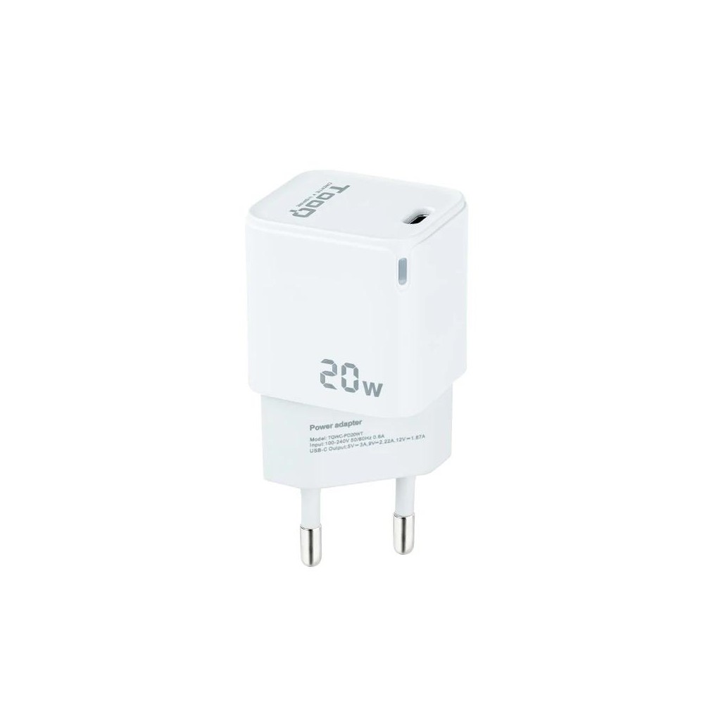 Tooq Cargador de Pared USB C PD20W Blanco