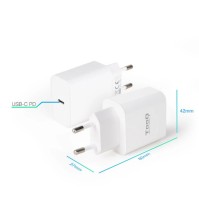 Tooq Cargador pared USB C PD30 20W Blanco