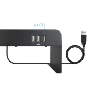 Tooq Soporte elevador monitor portatil 3xUSB negro