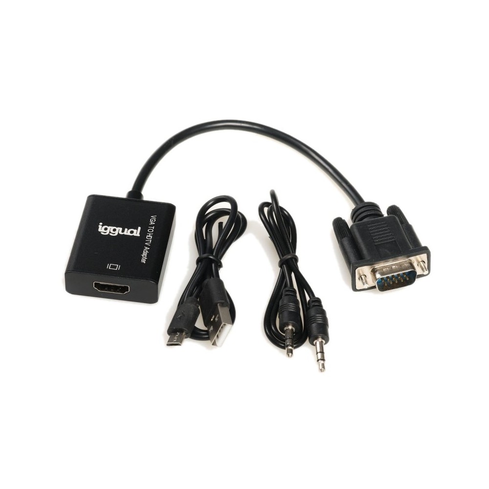 iggual Adaptador VGA a HDMI audio microUSB