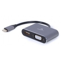 Gembird Adaptador USB Type C a HDMI VGA Gris