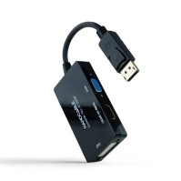 Nanocable Conversor DP a HDMI DVI VGA Negro 20 cm