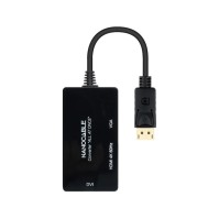 Nanocable Conversor DP a HDMI DVI VGA Negro 20 cm