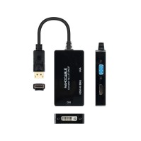 Nanocable Conversor DP a HDMI DVI VGA Negro 20 cm