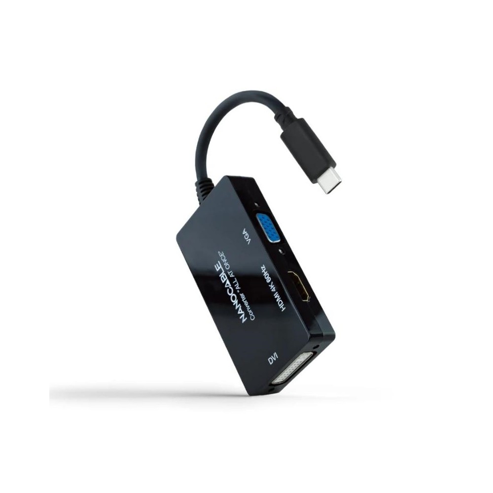 Nanocable Conversor USB C a HDMI DVI VGA 20 cm