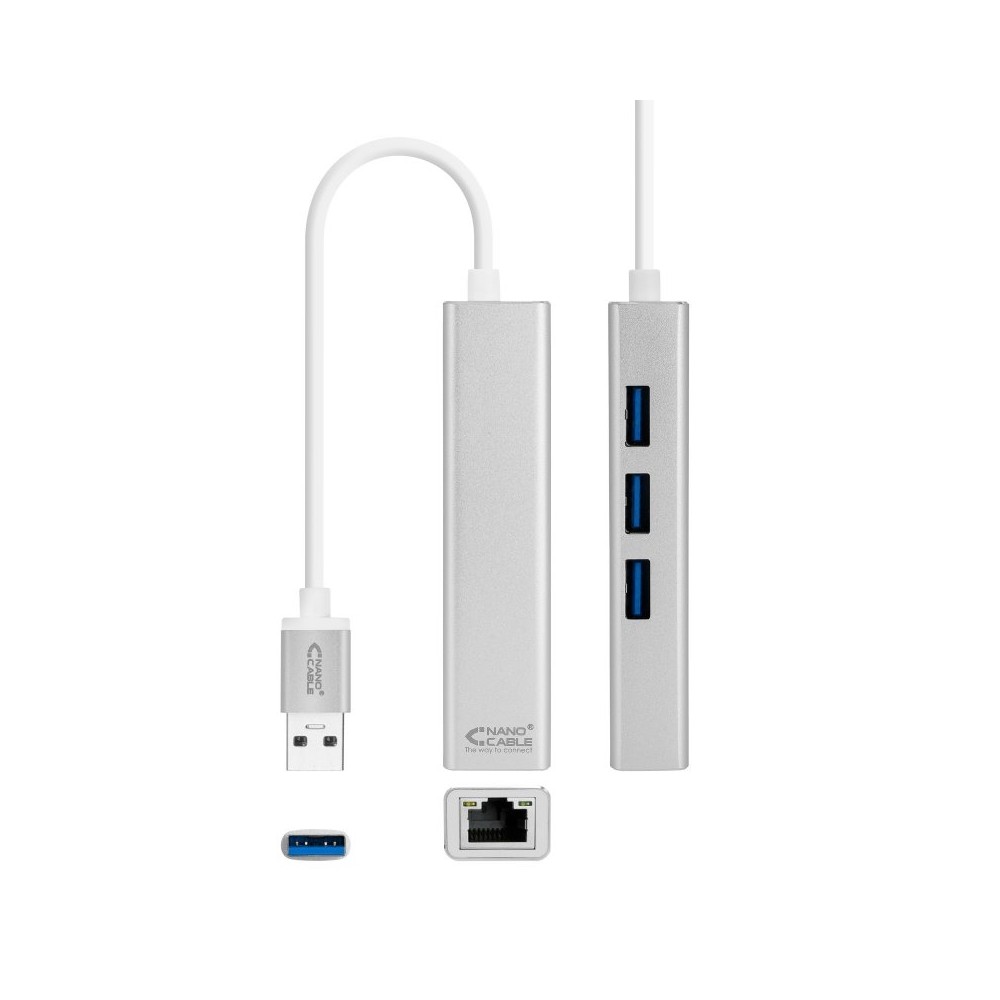 Nanocable Conversor USB 30 Ethernet 3xUSB 30