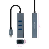 Nanocable Conversor USB C Ethernet 3xUSB 30