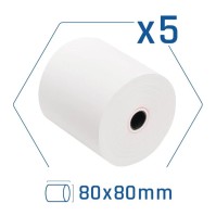 iggual Pack 5 rollos papel termico sin BPA 80X80mm