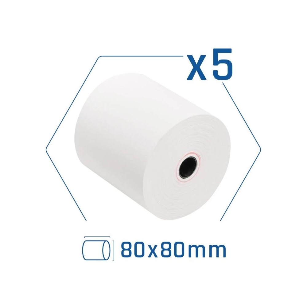 iggual Pack 5 rollos papel termico sin BPA 80X80mm