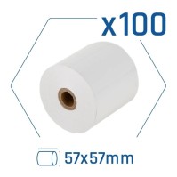 Pack 100 rollos papel termico sin BPA 57X57mm