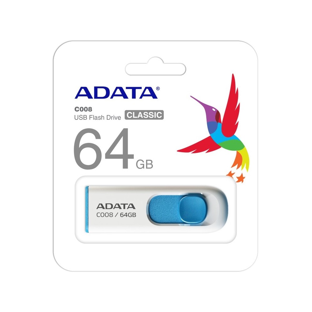 ADATA Lapiz Usb C008 64GB USB 20 Blanco Azul