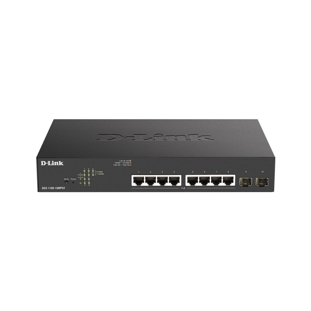 D Link DGS 1100 10MPV2 E Switch 8xGb PoE 2xSFP