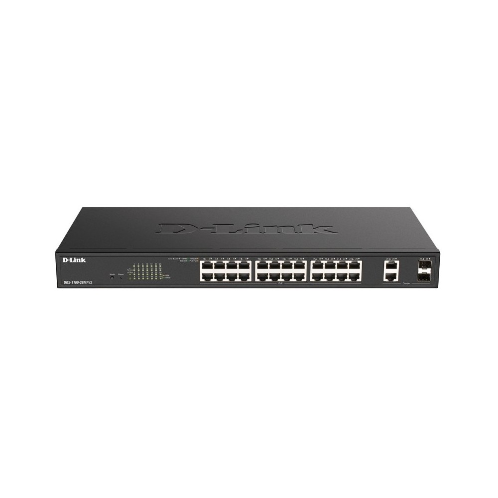 D Link DGS 1100 26MPV2 E Switch 24xPoE 2xSFP Comb