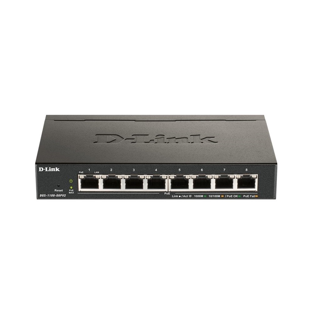 D Link DGS 1100 08PV2 E 8xGb PoE Switch 64W