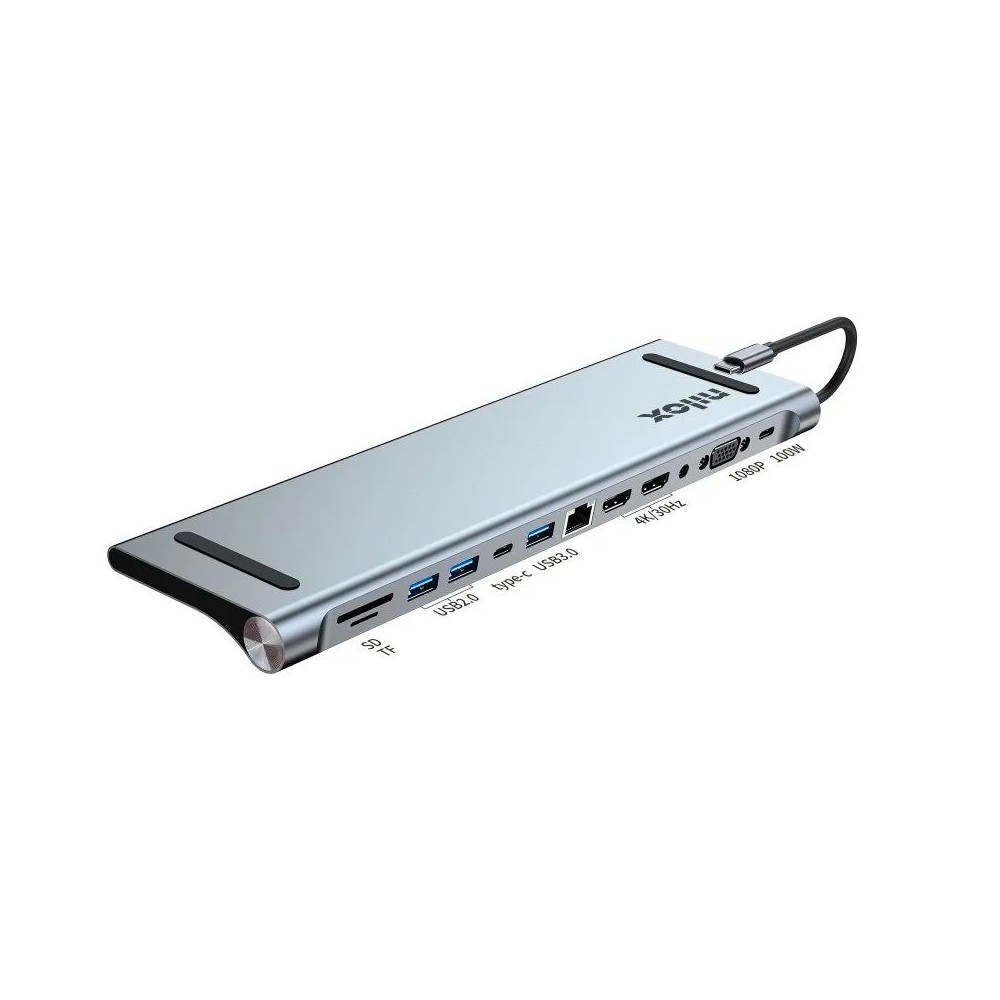 Nilox Docking Station USB C 12 puertos Gris