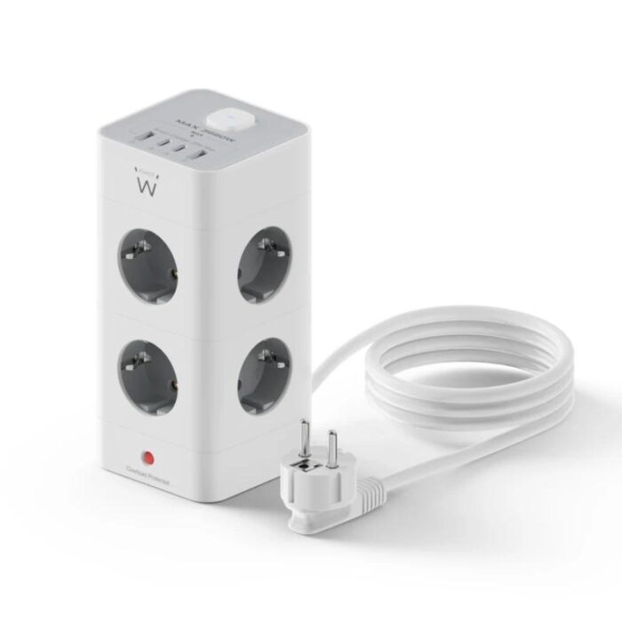Ewent EW3864 Regleta 8 Tomas SHUCKO +2USB-A+2USB-C - Imagen 1