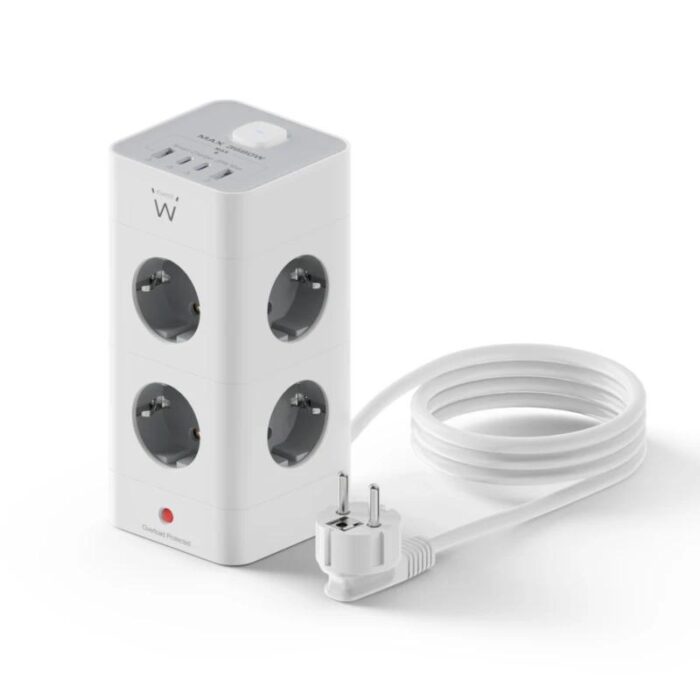 Ewent EW3864 Regleta 8 Tomas SHUCKO +2USB-A+2USB-C - Imagen 2