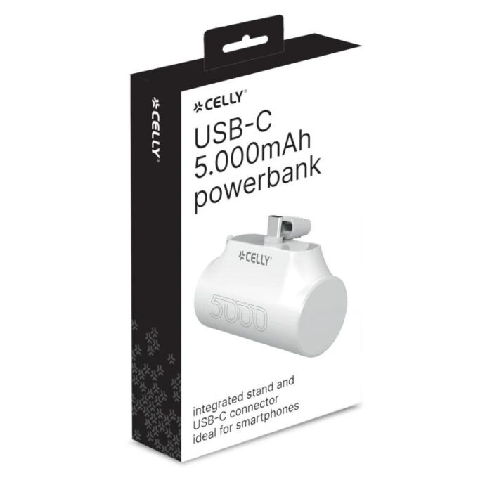 Celly Powerbank Compacta Usb-C 5000 mAh Blanca - Imagen 2