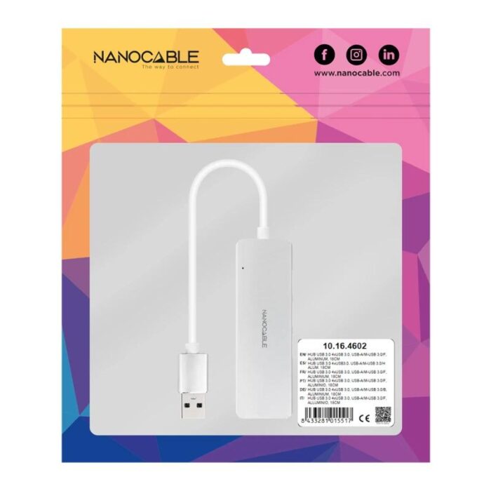 Nanocable Hub USB 3.0 4 x USB 3.0 10cm. Gris - Imagen 4
