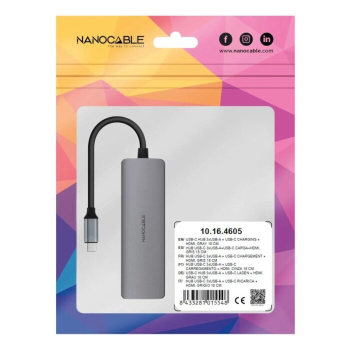 Nanocable Hub USB-C 3xUSB-A+HDMI+USB-C PD - Imagen 4